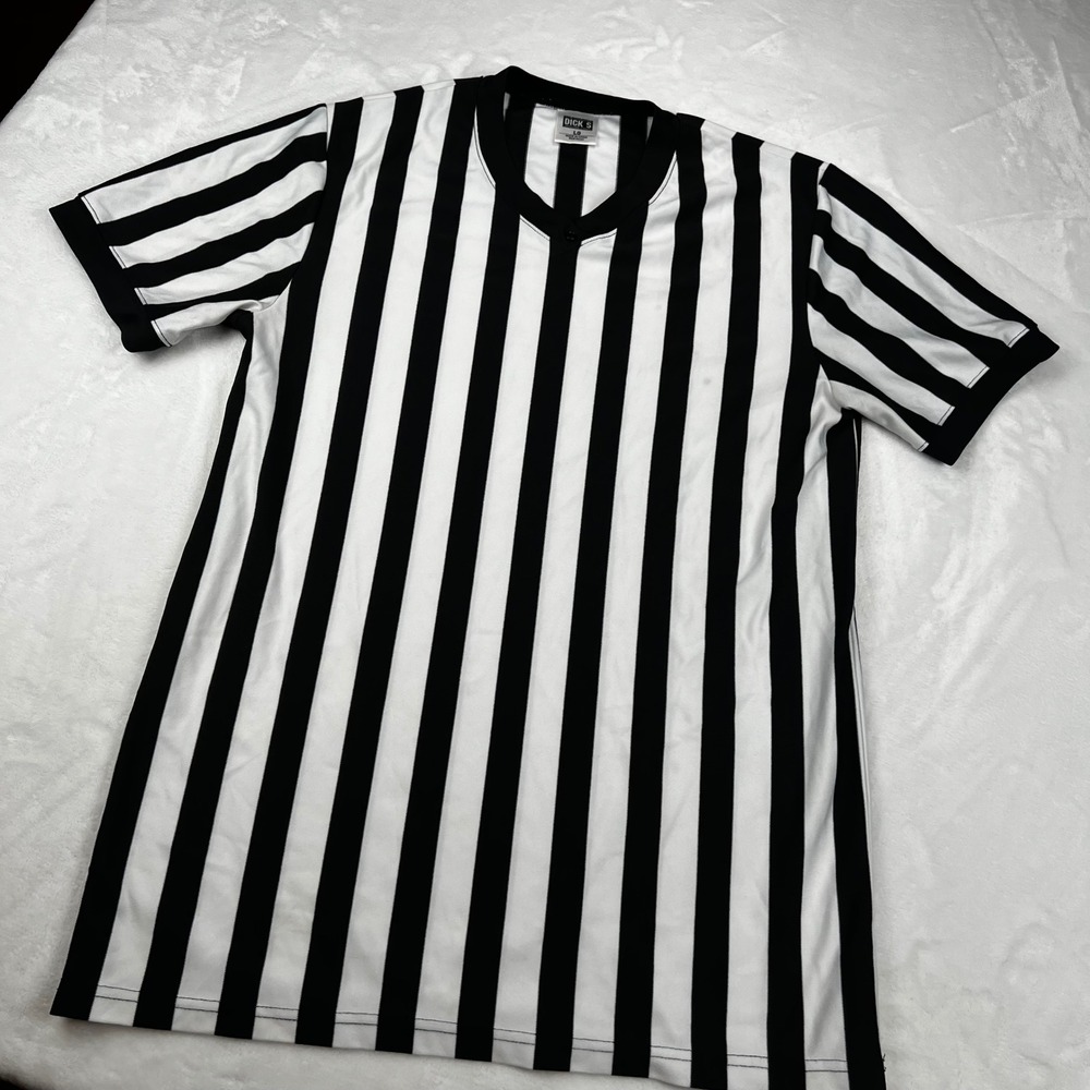 Dicks Sporting Goods Referee Shirt Mens Large Black White Stripe Official Jersey